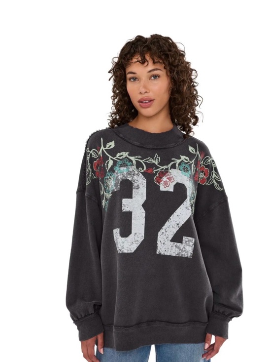 Free People Tops - NWT Free People We The Free Palm Spring Graphic Mock Neck Washed Black SZ XS